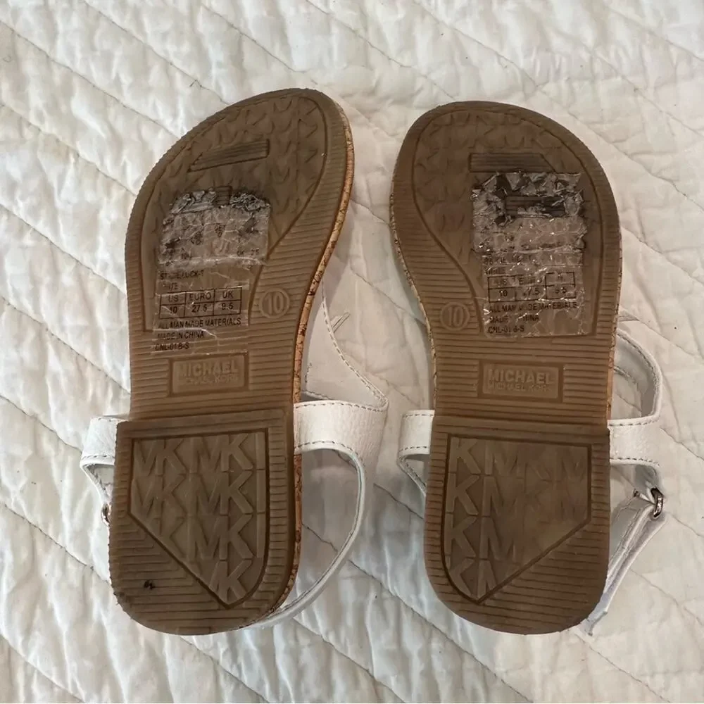 Michael Kors Little Girls White Sandals sz 10 Thong Sandals